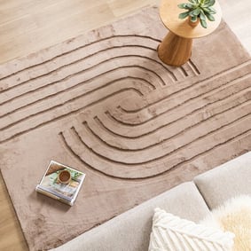 Tapis doux à poils longs - Carvy Curves Taupe
