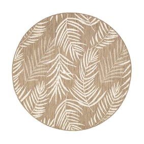Tapis d'extérieur rond - Malta Leaves Naturel - sfeer