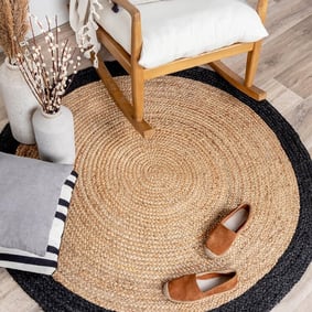 Tapis en jute - Fair Rond Naturel/Noir