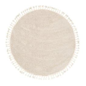 Tapis rond à poils longs - Lofty Fringe Crème/Blanc - product