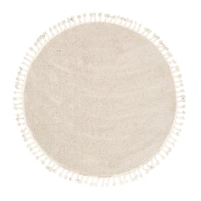 Tapis rond à poils longs - Lofty Fringe Crème/Blanc - sfeer