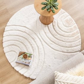 Tapis rond à poils longs - Carvy Arches Crème