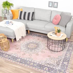 Tapis vintage - Lily Medaillon Rose