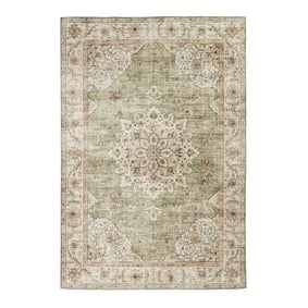 Tapis ovale à poils longs - Santo Medaillon Vert - product