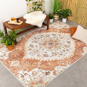 Tapis ovale à poils longs - Santo Mandala Terracotta