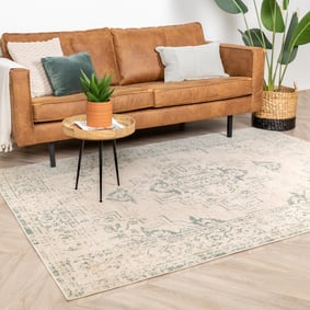 Tapis vintage - Spring Ethnic Crème/Vert