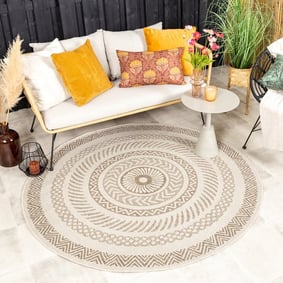 Tapis d'extérieur vintage - Nomad Aztec Crème