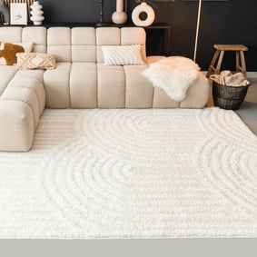 Tapis moderne intérieur et extérieur - Lova Arches Crème