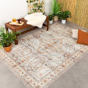 Tapis ovale à poils longs - Santo Flora Gris Clair
