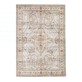 Tapis ovale à poils longs - Santo Flora Gris Clair - product
