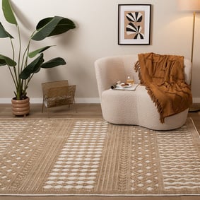 Tapis lavable - Dunya Geo Beige/Blanc