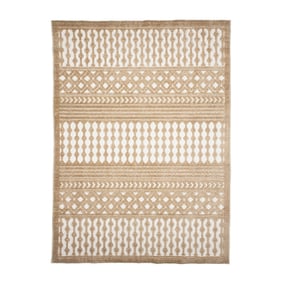 Tapis lavable - Dunya Geo Beige/Blanc - sfeer