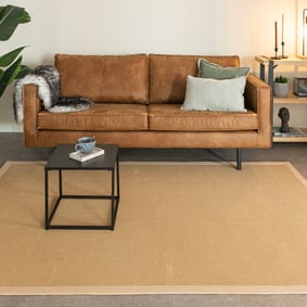 Tapis doux à poils courts - Tulum Border Beige - product