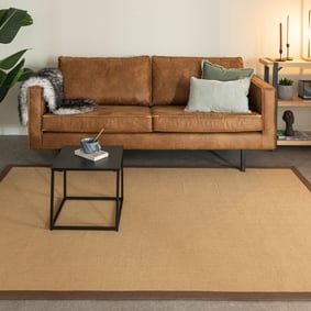 Tapis en sisal - Tulum Border Marron - sfeer