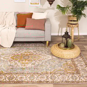 Tapis vintage - Thirza Medaillon Bleu Clair/Multicolore