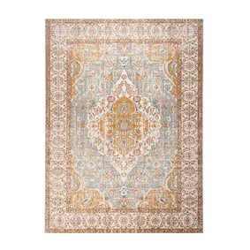 Tapis vintage - Thirza Medallion Bleu Clair/Multicolore - sfeer