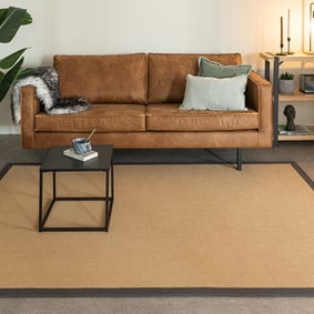 Tapis en sisal - Tulum Border Anthracite - sfeer