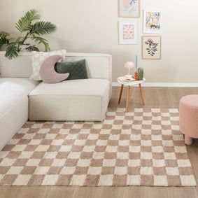 Tapis rétro - Gambit Beige/Blanc