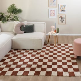 Tapis en coton - Gambit Marron/Blanc