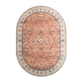 Tapis d'extérieur ovale vintage - Santo Flora terra - sfeer