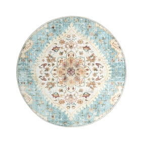 Tapis d'extérieur rond vintage - Santo Mandala Bleu Clair - sfeer