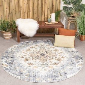Tapis intérieur et extérieur - Santo Mandala Bleu/Gris