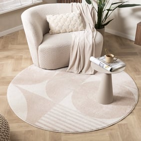 Tapis rétro intérieur et extérieur - Aurora Circles Beige