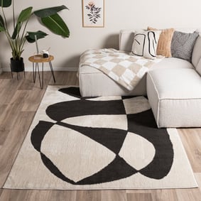 Tapis d'extérieur - Yori Abstract Crème/Noir