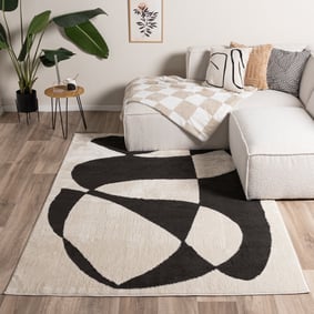 Tapis japandi - Yori Abstract Crème/Noir