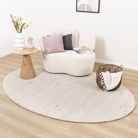 Tapis ovale en laine - Feline Blanc/Mélangé