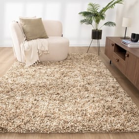 Tapis en laine à poils longs - Elin Beige