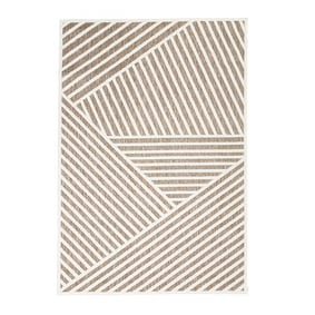 Tapis d'intérieur et d'extérieur moderne - Nori Lines Blanc/Taupe - sfeer