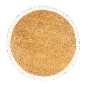 Tapis rond à poils longs - Lofty Fringe Jaune - product