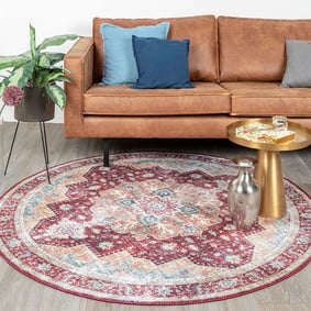 Tapis rond vintage - Azara Rouge