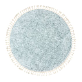 Tapis rond à poils longs - Lofty Fringe Bleu Clair - product