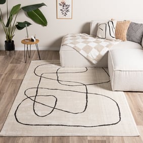 Tapis japandi - Yori Lines Crème/Noir