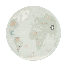 Tapis enfant rond - Globe Menthe - sfeer