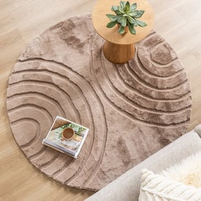 Tapis rond à poils longs - Carvy Arches Taupe