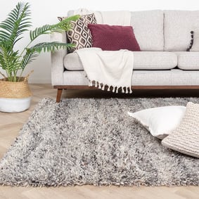 Tapis en laine à poils longs - Royal Gris Clair Chiné