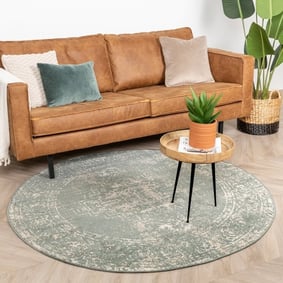 Tapis vintage rond - Spring Ethnic Vert/Crème