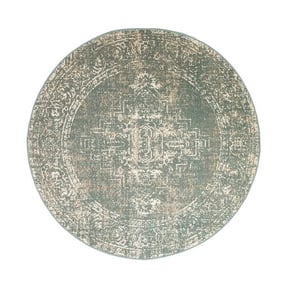 Tapis vintage rond - Spring Ethnic Vert/Crème - product