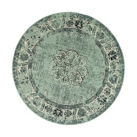 Tapis vintage rond - Wonder Vert/Noir - product
