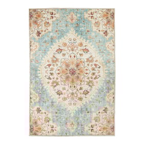 Tapis ovale à poils longs - Santo Mandala Bleu Clair - product