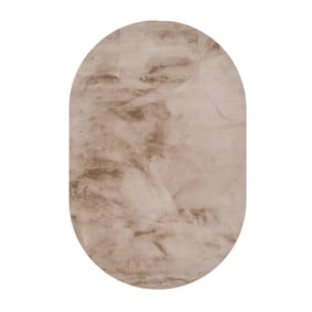 Tapis ovale à poils longs - Comfy Supreme Taupe - sfeer