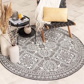 Tapis d'extérieur rond - Summer Oriental Gris