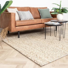 Tapis en laine - Melange Crème/Marron Mélangé