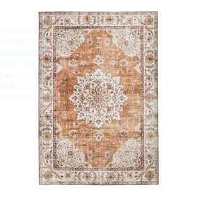 Tapis ovale à poils longs - Santo Medaillon Terracotta - product