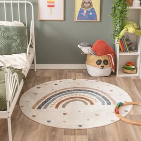 Tapis rond lavable pour enfant - Ravi Rainbow Multicolore