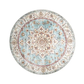 Tapis d'extérieur rond vintage - Santo Medallion Bleu Clair - sfeer