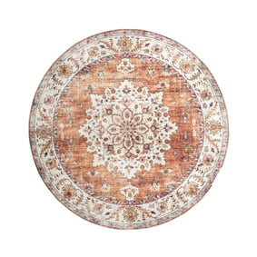 Tapis d'extérieur rond vintage - Santo Medallion terra - sfeer